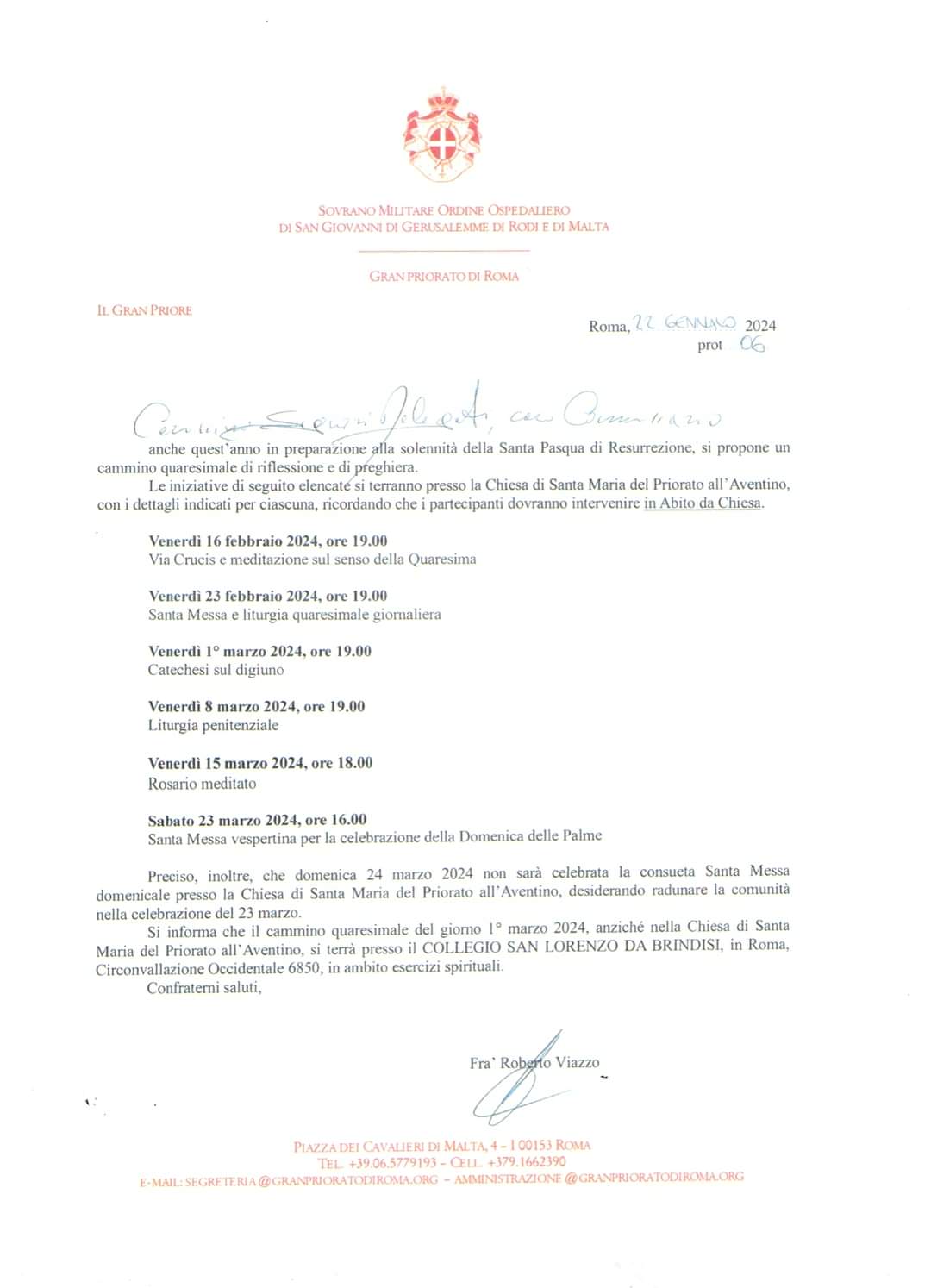 Actividades Pascua Soberana Orden Malta 2024